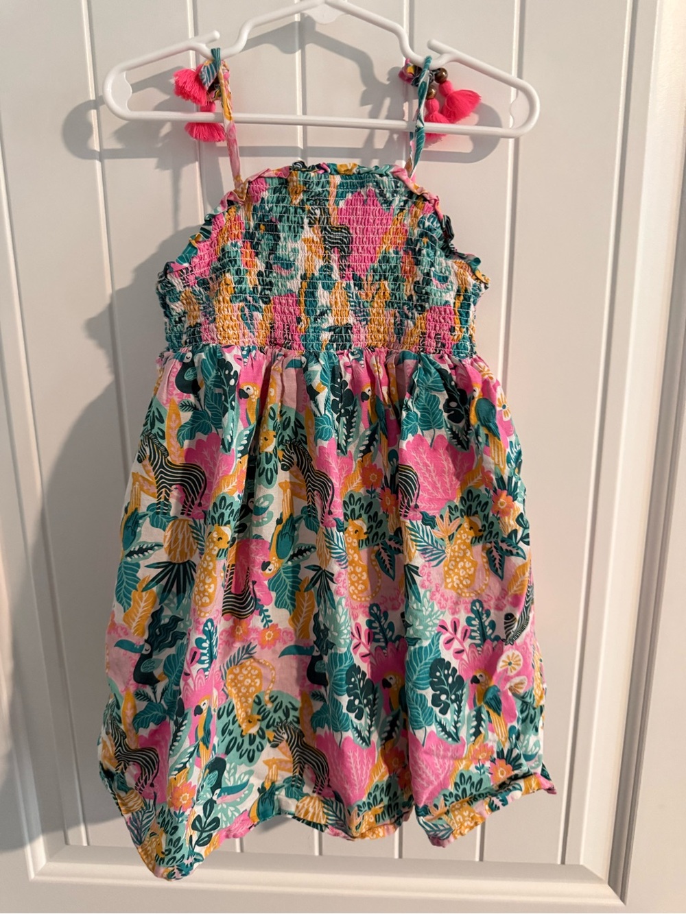 Tommy Bahama Girls Tropical Jungle Print Smocked Romper – Size 4